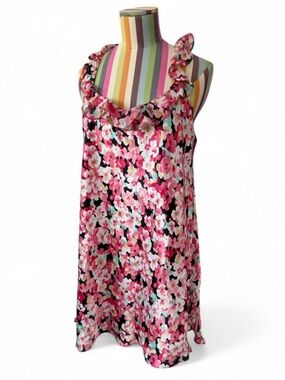 Ruffle Neck Floral Mini Slip Dress